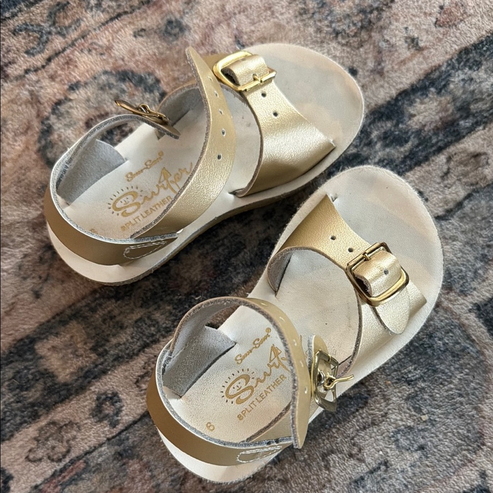 Sun-San Gold Leather Kids Sandals